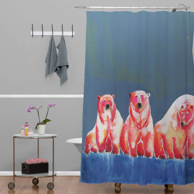 Rideau de douche simple polarbear rosé