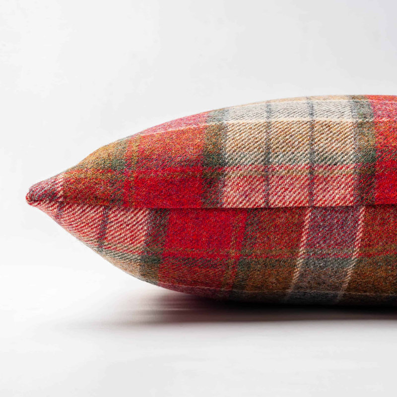 Lockwood Wool Check Cushion in Cranberry Red, 43x43cm, Cover only