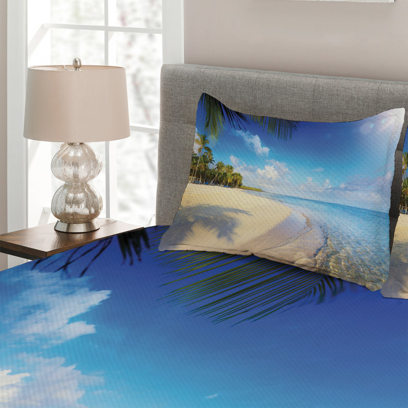Fiji Coastal Polyester Coverlet, King Bedspread + 2 Shams
