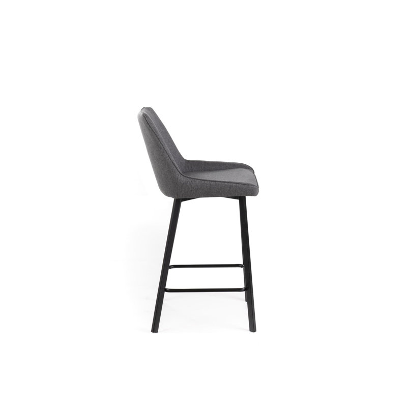 Lynnea Upholstered Counter Stool with Metal Frame, Grey