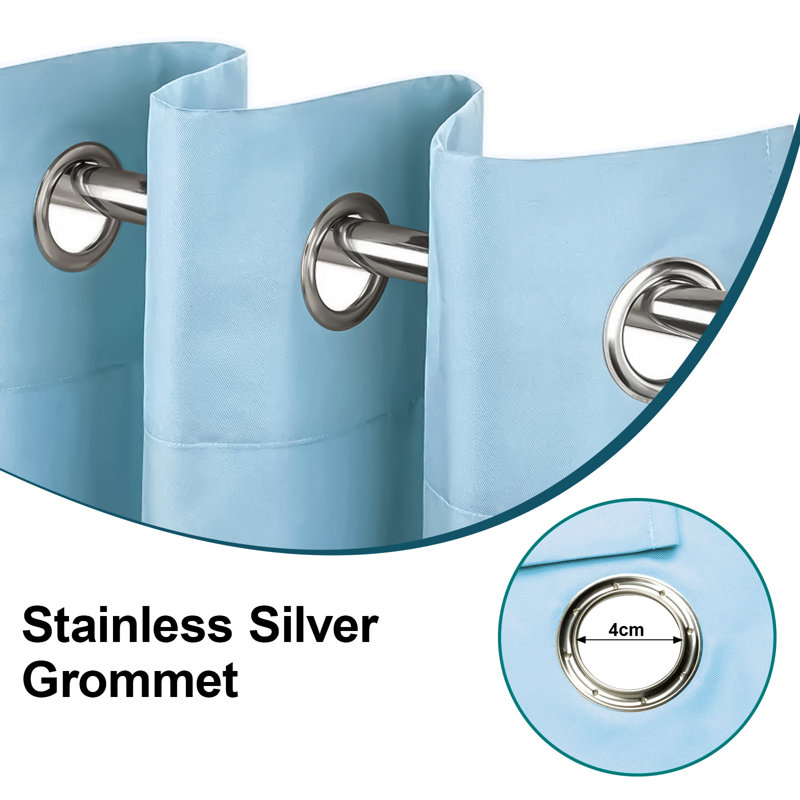 Abba Waterproof Grommet Top and Bottom Black Out Pergola Outdoor Single Curtain Panel, 52" W x 120" L, Blue