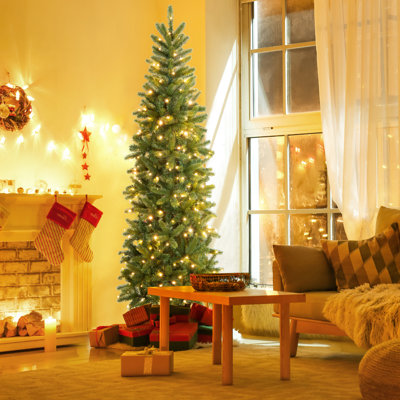 Arbre de Noël artificiel vert 7,5 'avec lumières DEL