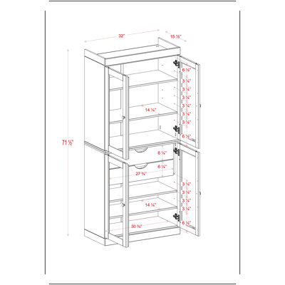 Armoire de rangement autoportante en bois massif l 32 po x H 71,5 po avec portes en verre transparent, 2 tiroirs et tablettes réglables - Organisateur de salle de bain moderne