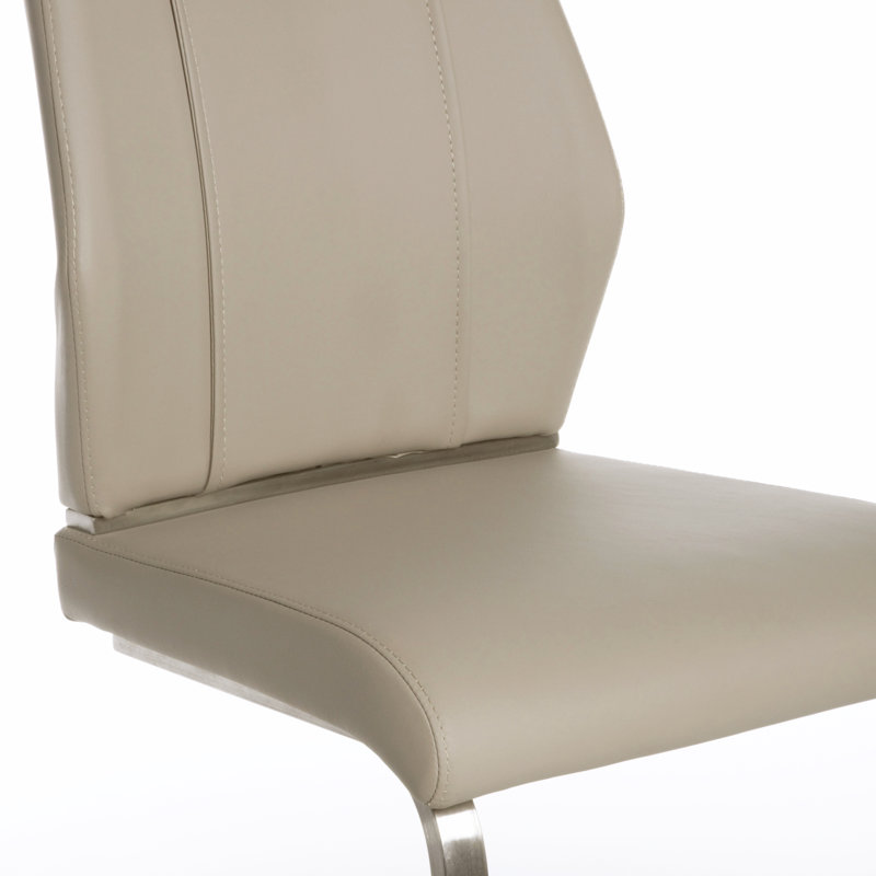 Gingerich Faux Leather Upholstered Metal Side Chair, Taupe