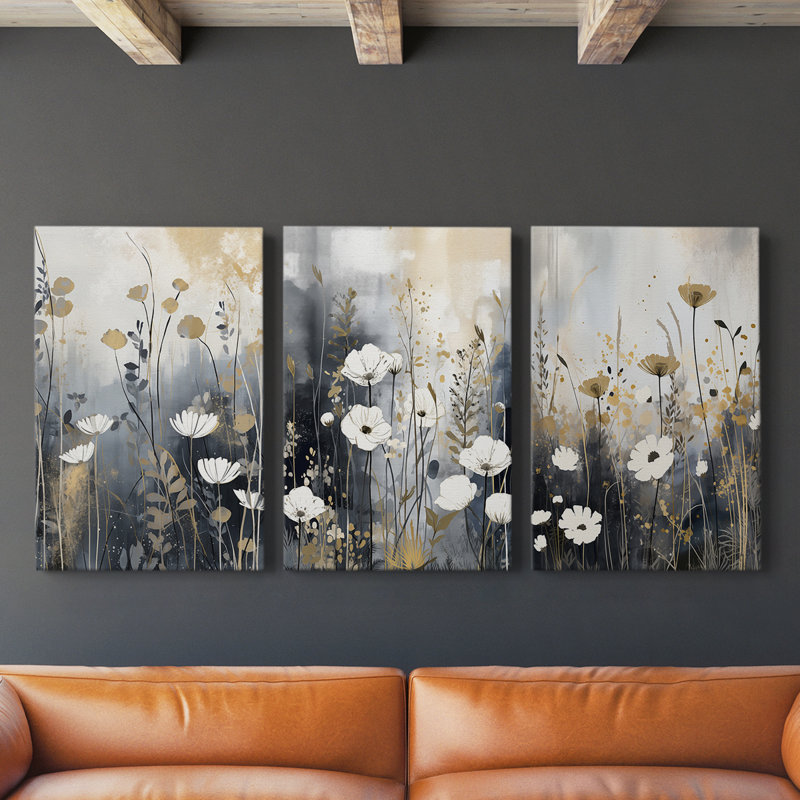 Floral Study Series Cxxxxi - Ensemble de toiles tendues avec châssis Premium - Prêt à être accroché