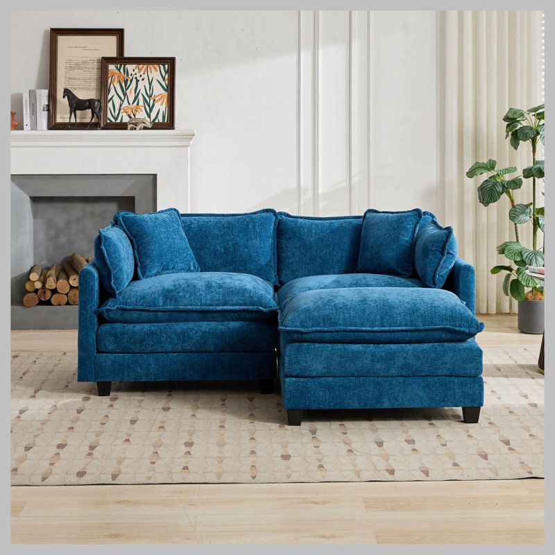 Cloud Sofa LoveSeat, Modern Sectional Couch for Living Room, Bedroom, and Apartment, Comfy Double Layer Upholstered Seat Cushion, Breathable Chenille Fabric