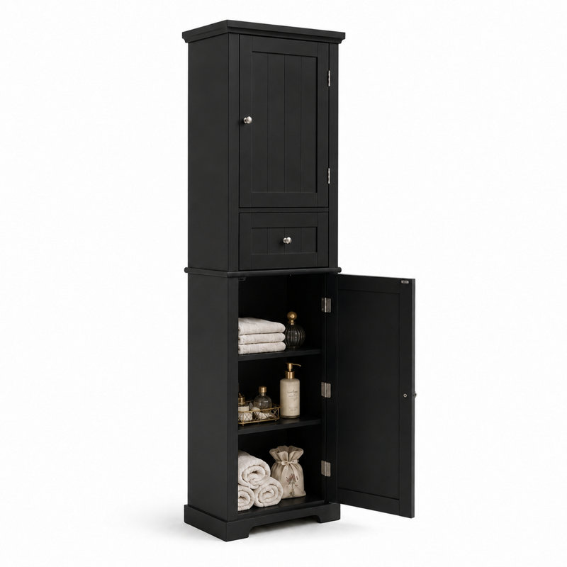 Armoire de rangement sur pied Denai, Noir