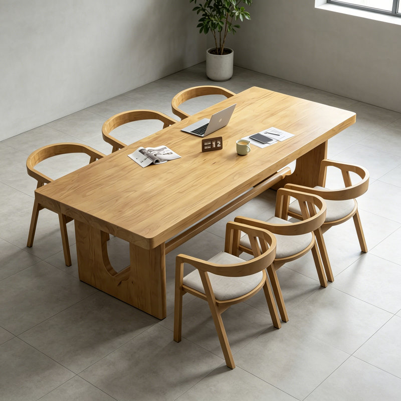 Tables de conférence simples en bois massif Burlywood, 29.5" H x 78.7" L x 31.5" W