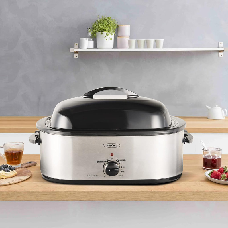 Sunvivi Electric Roaster Oven with Removable Pan, 18 quarts, Red