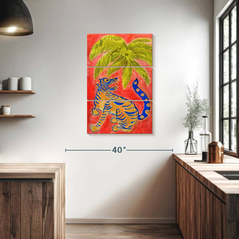Brampt Tiger Under Palms, 38" H x 24" W
