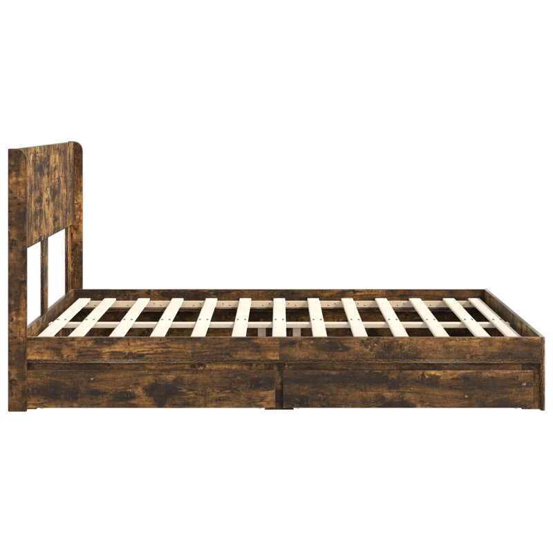 Bed Frame, 140 x 190cm, Smoked Oak