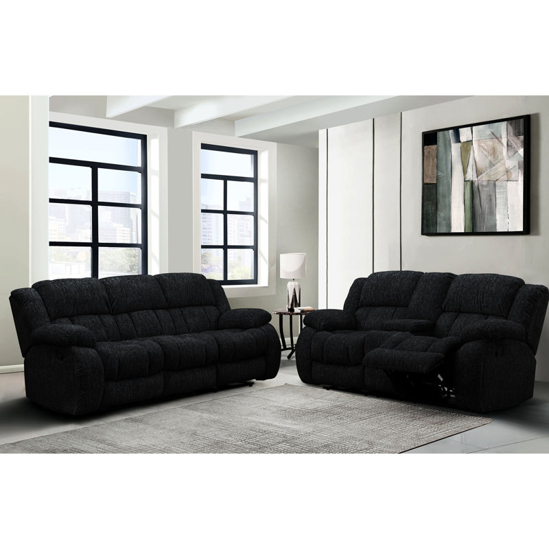 Siège inclinable en tissu noir avec option manuelle de 41,48 po Largeur