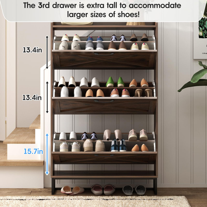 Rangement à chaussures 24 paires, Bois brun foncé