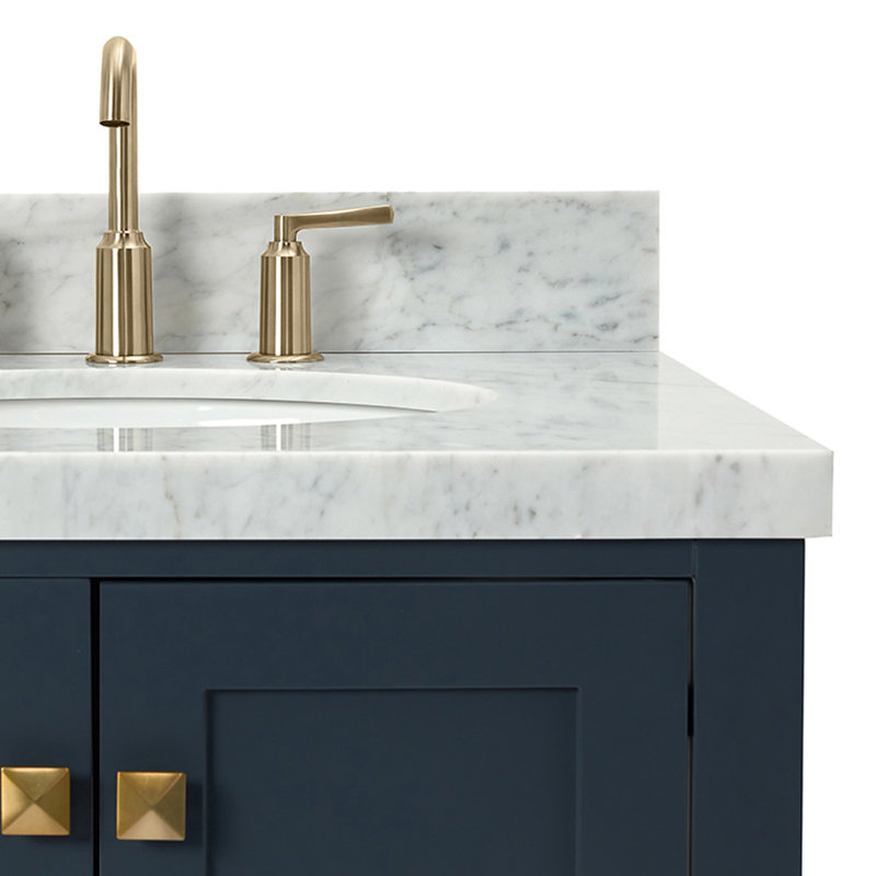 Cambridge 37'' W Single Vanity, Midnight Blue, Oval, Italian Carrara Marble