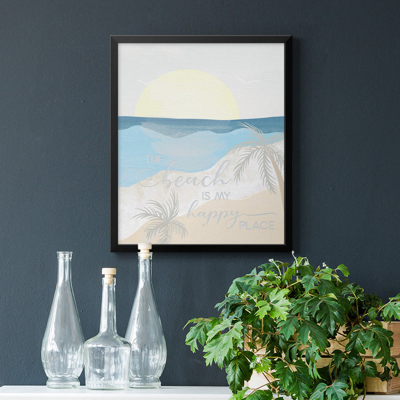 Toile encadrée de qualité supérieure Happy Place - prête à être accrochée, Noir, H 24 po x l 20 po