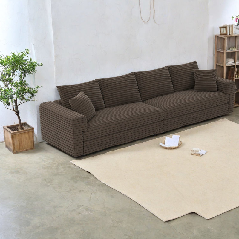 Compression Sofas, 102.4 Inch Corduroy Modern Cloud Couch for Home