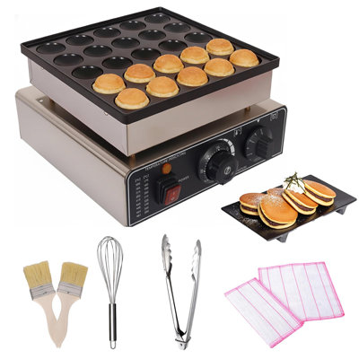 25PCS Mini Pancake Maker Machine, 900W 110V Electric Commercial Dutch Pancake Grill, Non-Stick Stainless Steel Poffertjes Maker for Breakfast and Snacks