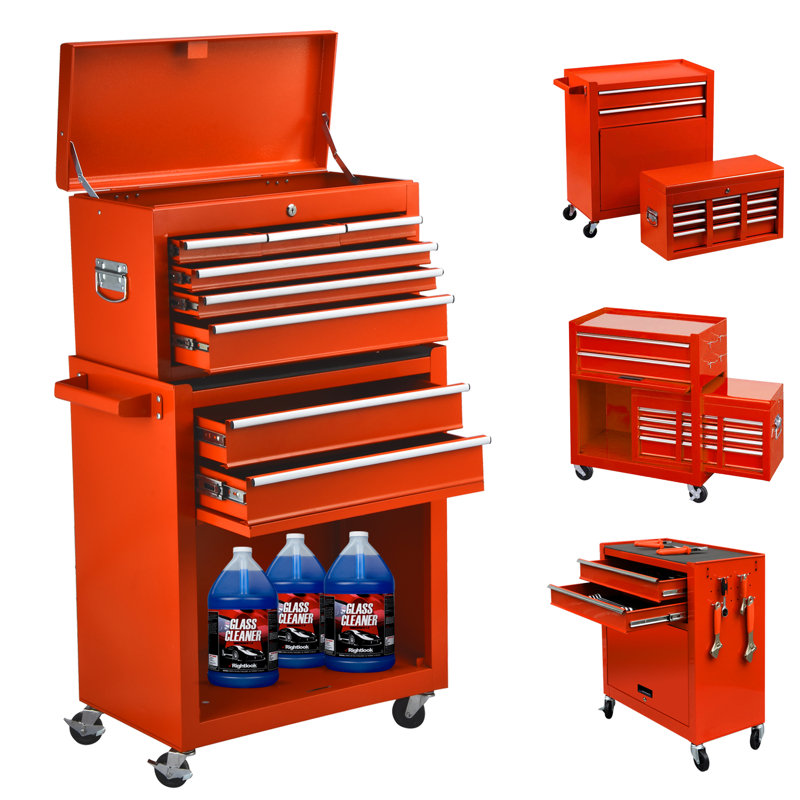 Coffre à roulettes inférieur 8 tiroirs Amatrudo, Rouge