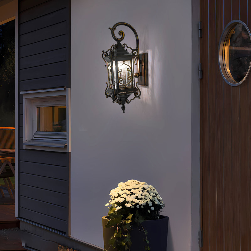 24.8" Vintage Outdoor Gold Zucchini Upside Down Watermarked Glass Large Wall Sconce Porch Lights