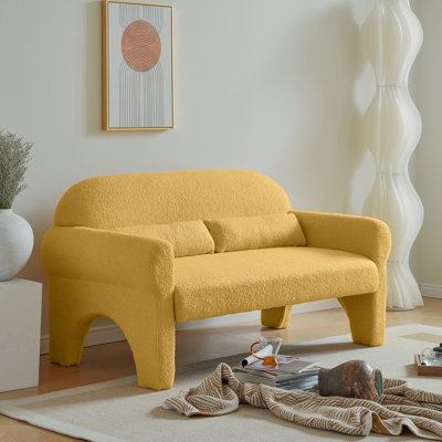 Modern Boucle Loveseat - Chic Lambswool Design For Living Room