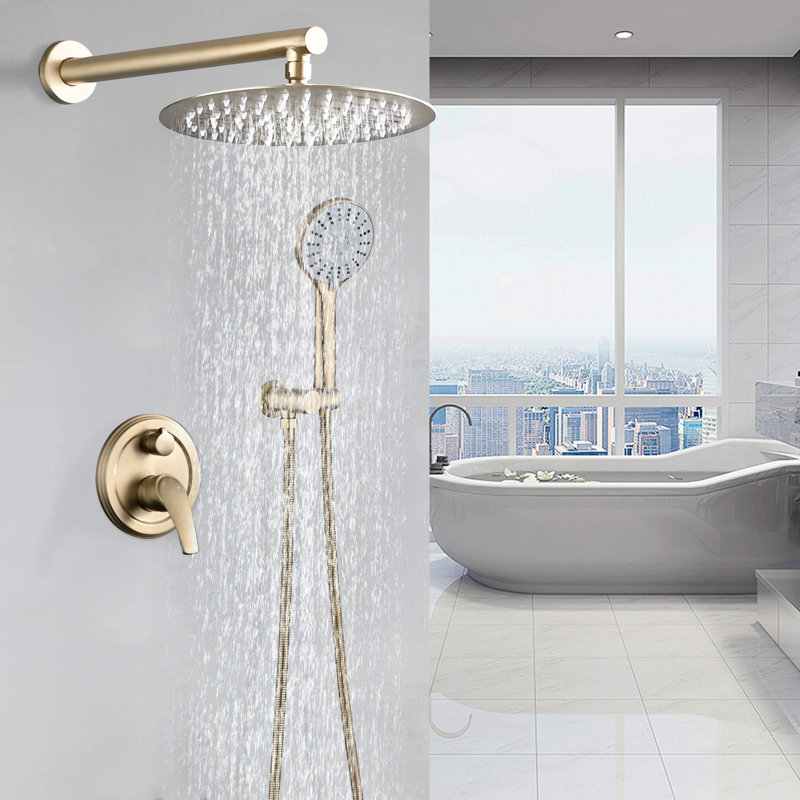 Ensemble de pomme de douche à pluie haute pression murale 10 pouces avec douche à main à 5 fonctions pour la salle de bain 