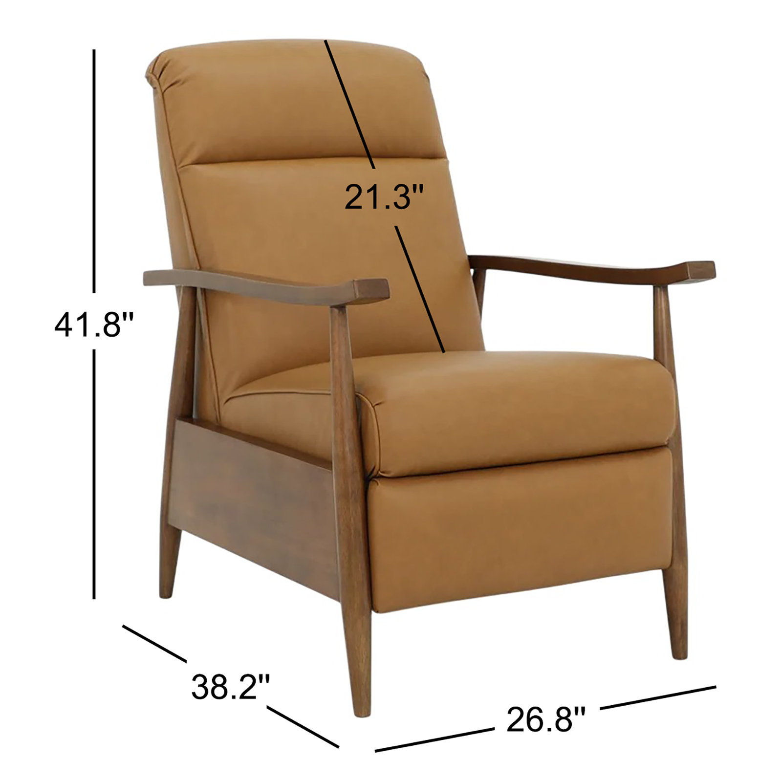  30" Wide Leather Recliner, Light Brown Genuine Leather