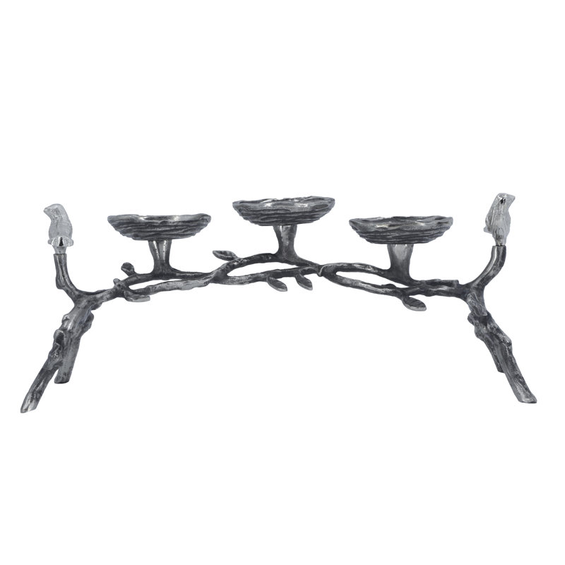 Candélabre de table 6,5 po en aluminium avec bougie incluse