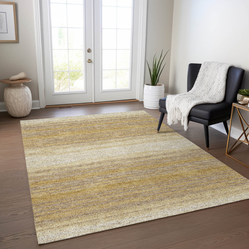 Nira Gold Washable Indoor-Outdoor Rug - , 5' x 7'6"