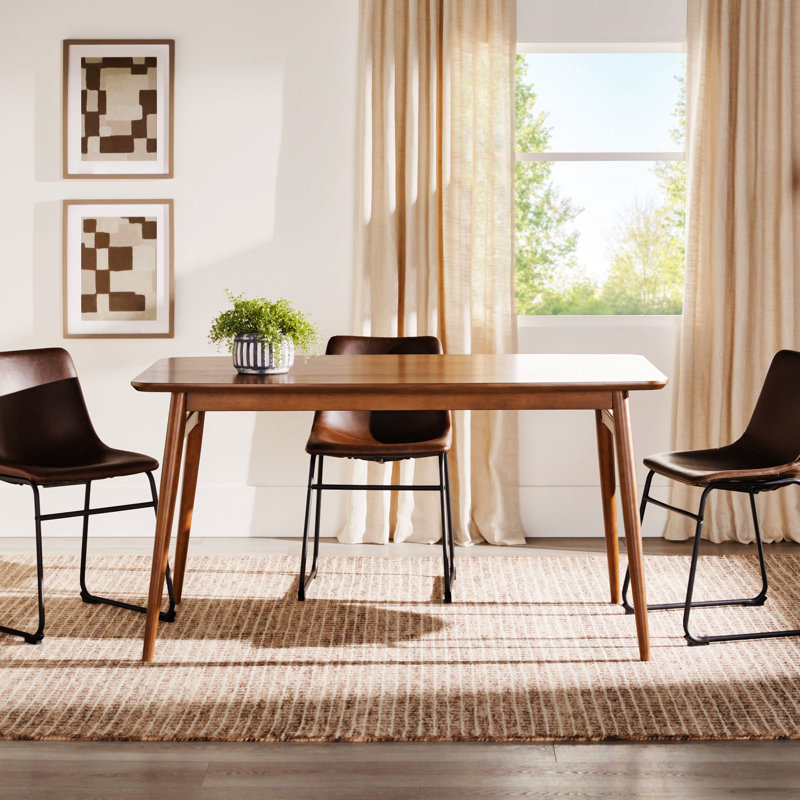 Walnut Mid-Century Modern 59" Wood Dining Table with Tapered Legs