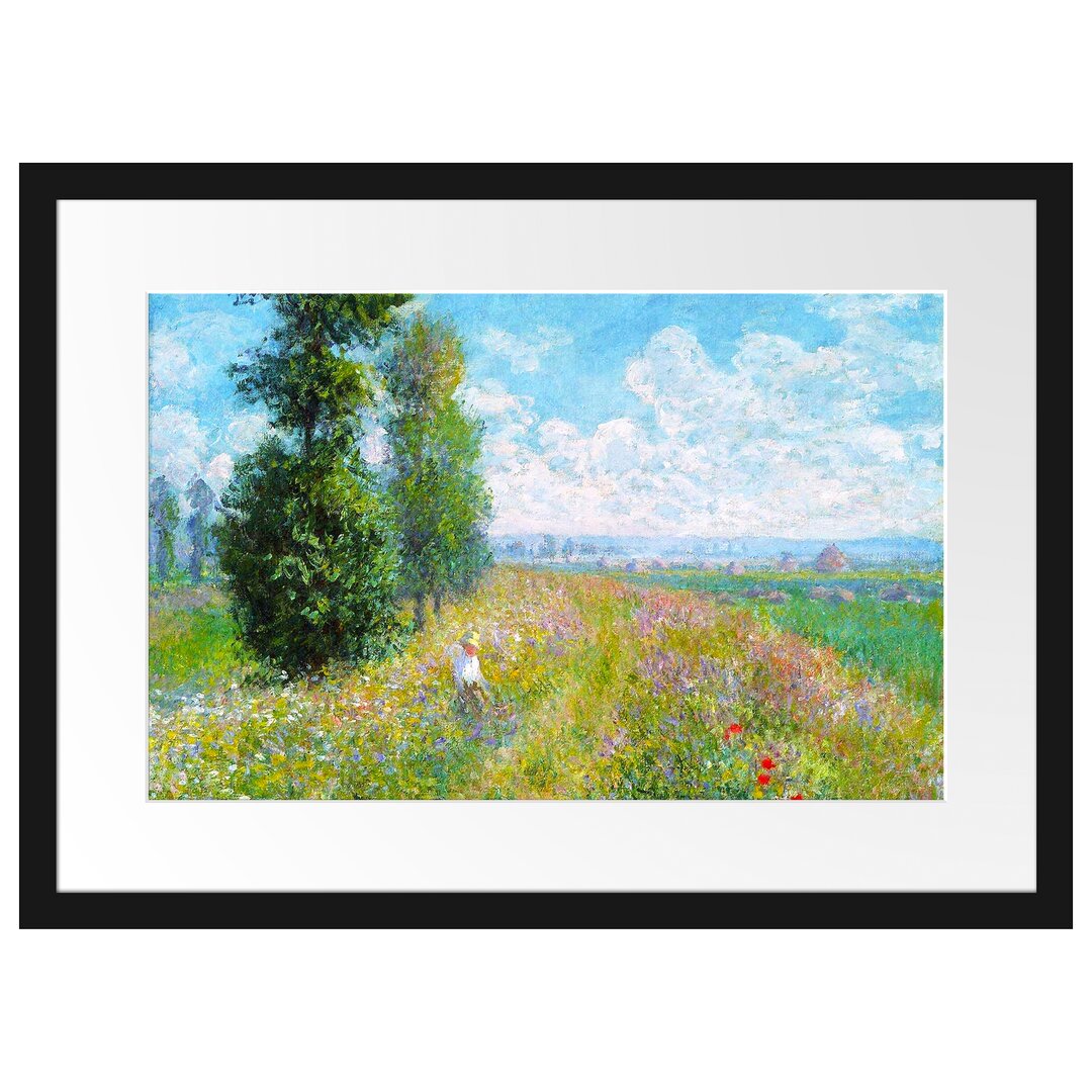 Gerahmter Kunstdruck Meadow with Poplars von Claude Monet