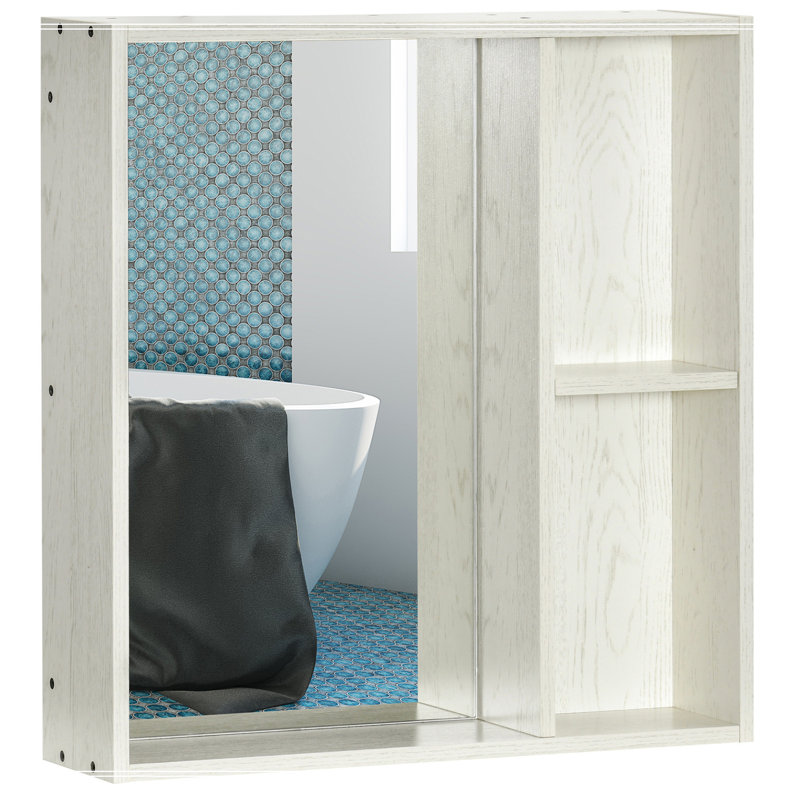Bathroom Medicine Cabinet With Mirror, Storage Shelf, Over Toilet Bathroom Cabinet Wall Mounted For Living Room And Laundry Room, White