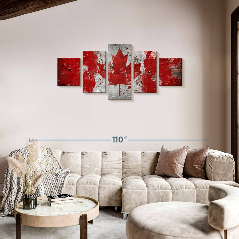 Drapeau du Canada grunge, H 34 po x l 74 po