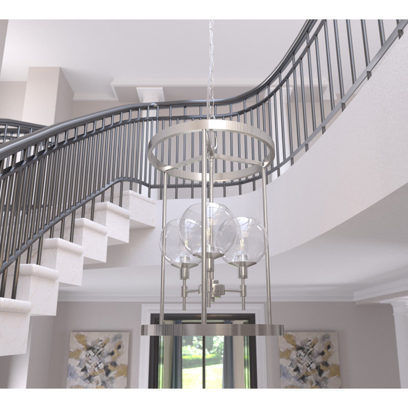 Xidane 3 - Light Cylinder 15 inch Foyer Pendant, Brushed Nickel