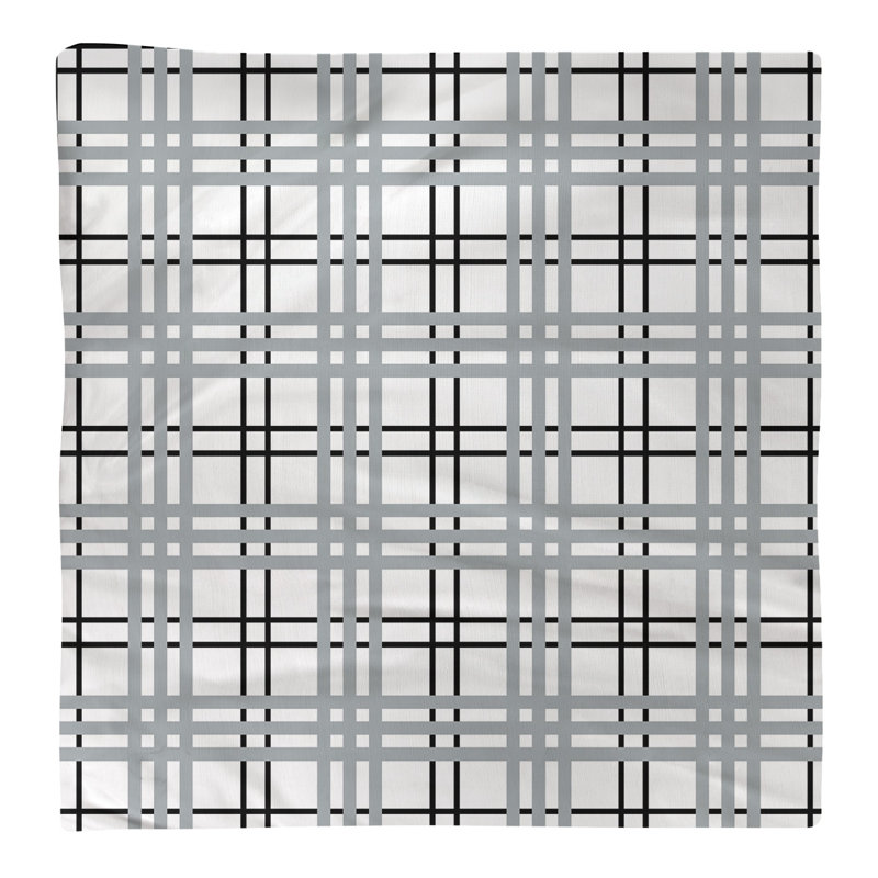 Plaid Square Napkin, White/Black/Silver, 22" x 22", Polyester