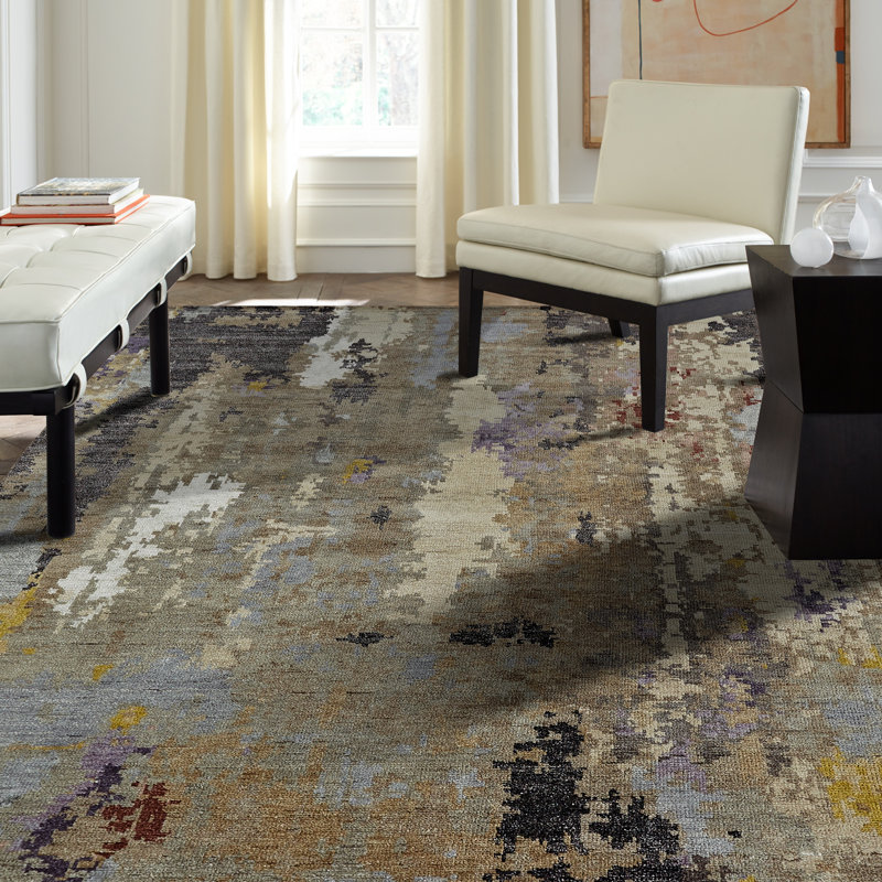 Tapis noué à la main Jaiden Dusk Horizon, Tapis de couloir 2 pi 6 po x 10 pi