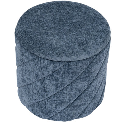 Repose-pieds rond avec rangement en chenille avec couvercle capitonné, tabouret d'appoint rembourré, l 15 po x P 15 po x H 15 po