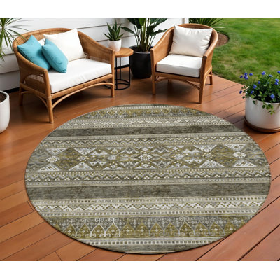 Tapis rond 8 po beige taupe beige