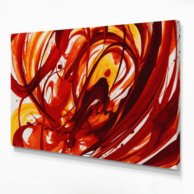 Aquarelle abstraite, art mural sur toile rouge 8