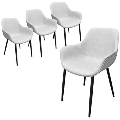 Haglund Leather Dining Chair with Powder-Coated Iron Legs Accent Side Chair Foam Padded Seat Versatile Kitchen Chair for Modern Home and Kitchen by 17 Stories