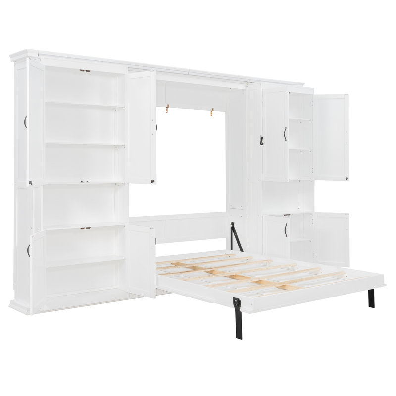 Lits peu encombrants avec rangement, lit escamotable en bois aggloméré grand pour la maison, Blanc