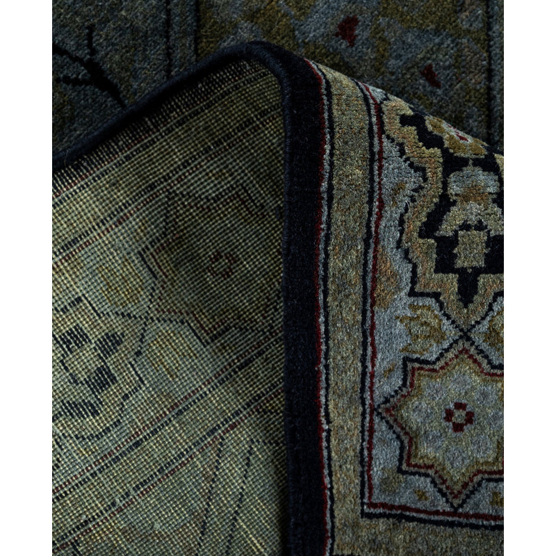 Overdyed Hand Knotted Wool Area Rug in Gray
