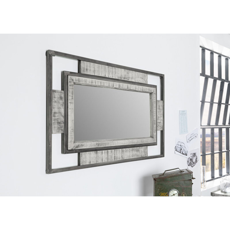 Heavy Industry Wood Wall Mirror, Grey