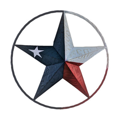 Metal Wall Decor Texas Lone Star 3D Raised Edge Rustic Patriotic Red White Blue Style