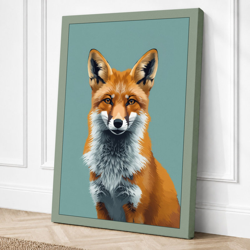 Fox in Focus Modern - Wrapped Canvas, 18x12 - 45.7 x 30.5 cm, Sage Border