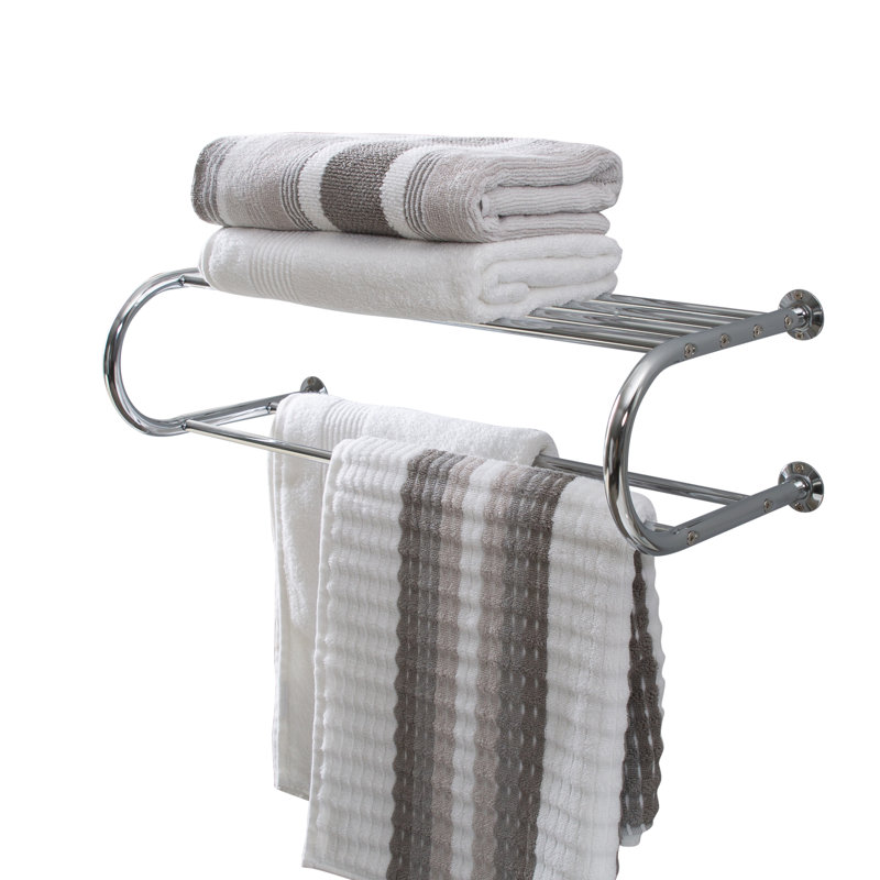 Chrome Wall Mounted Towel Rack with Shelf