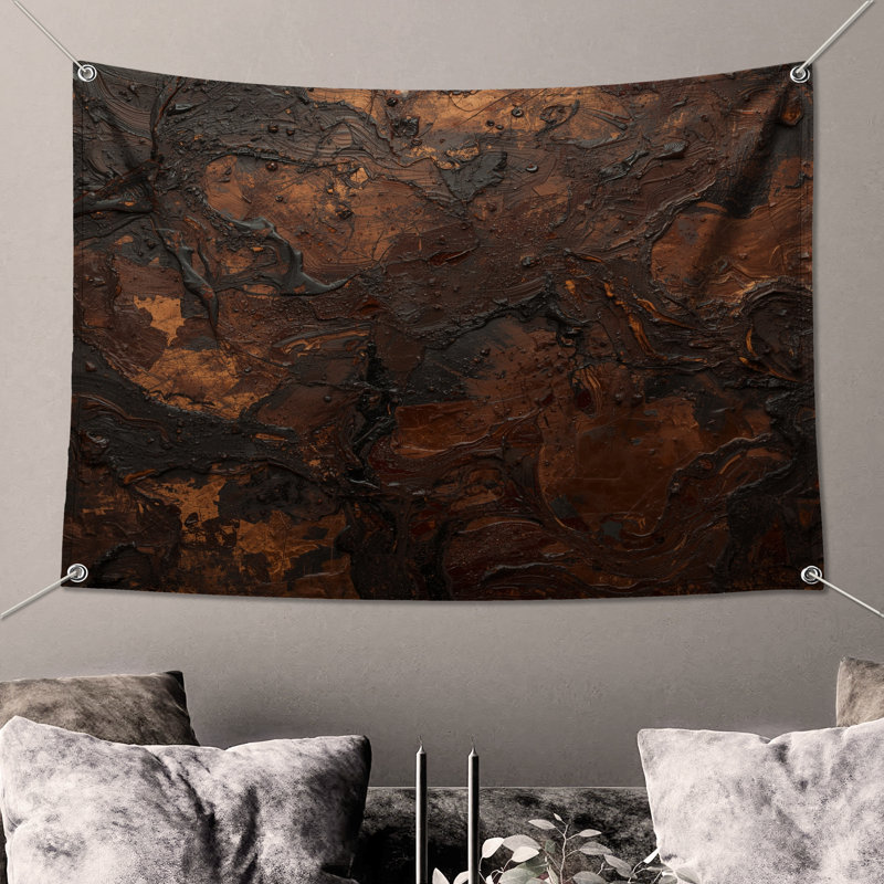 Textured Copper Surface Wall Tapestry - Copper Wall Decor, 50in H x60in W with 4 Grommets