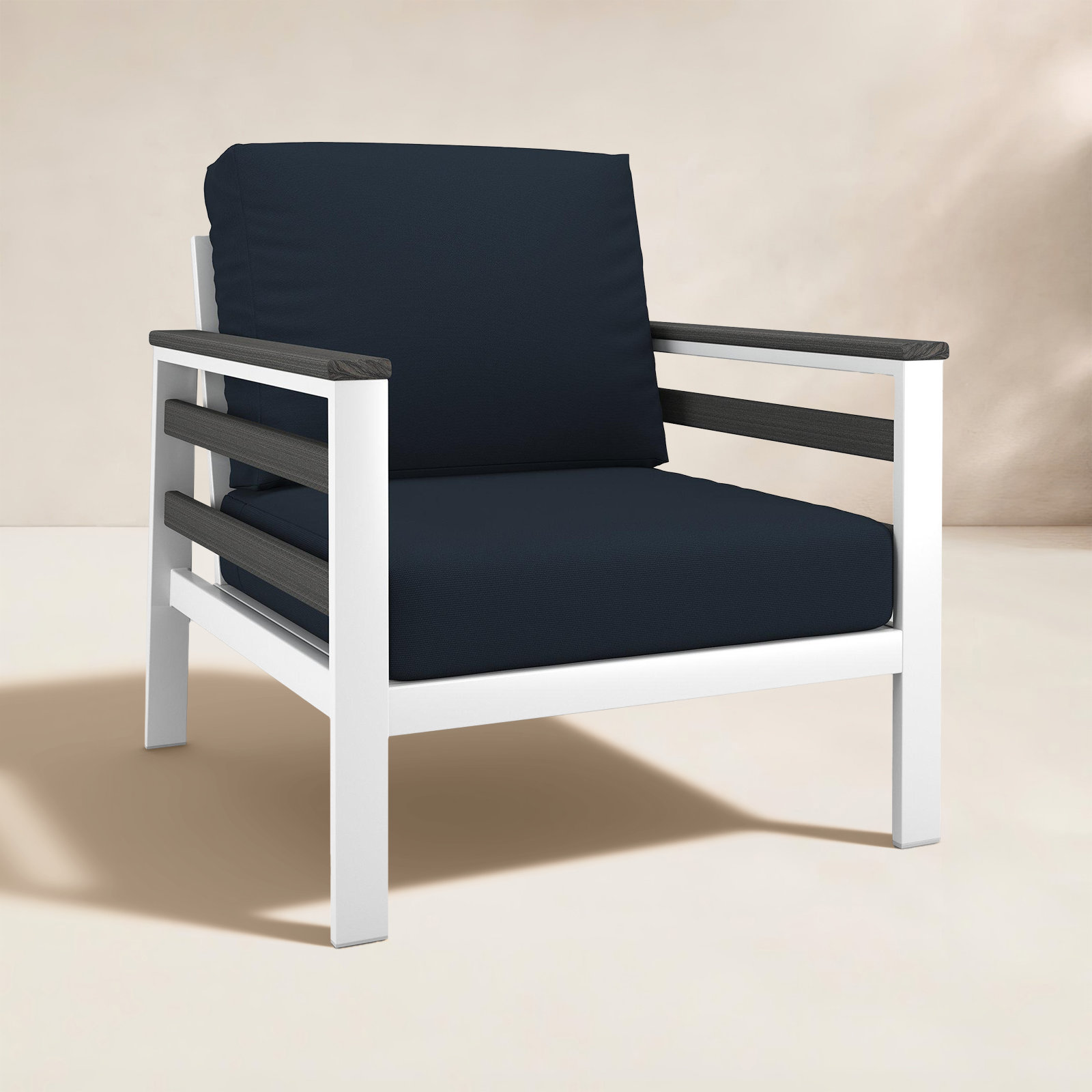 Townsend Sunbrella® Patio Lounge Chair, Black, Canvas Navy