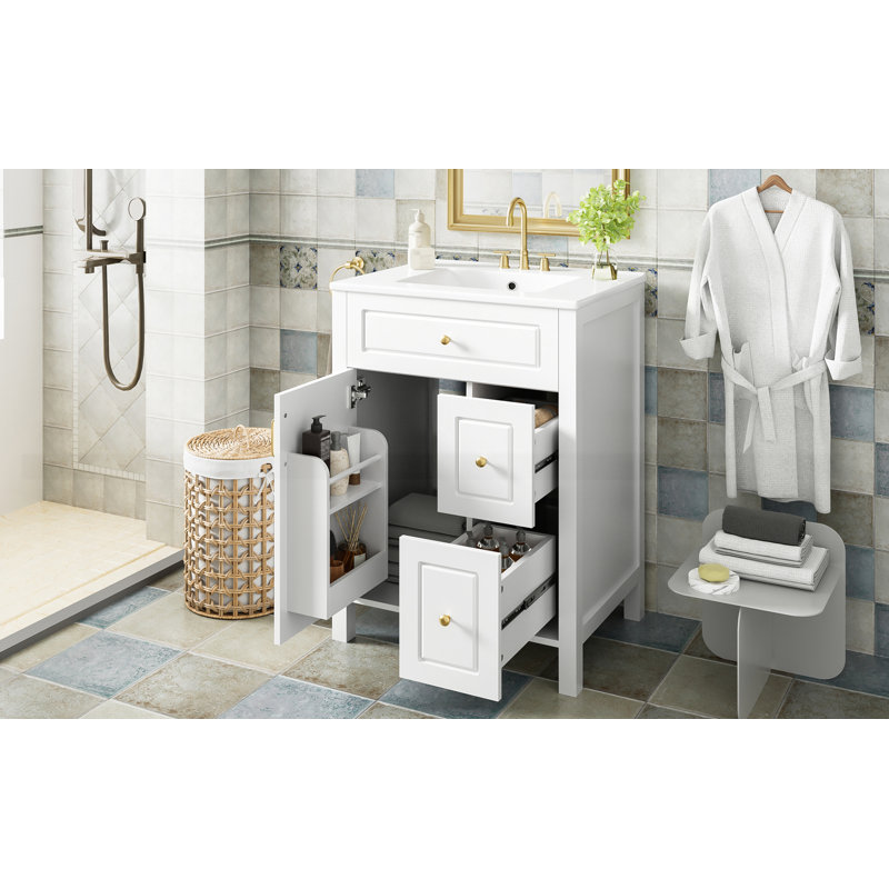 24-Inch Bathroom Vanity with Ceramic Sink