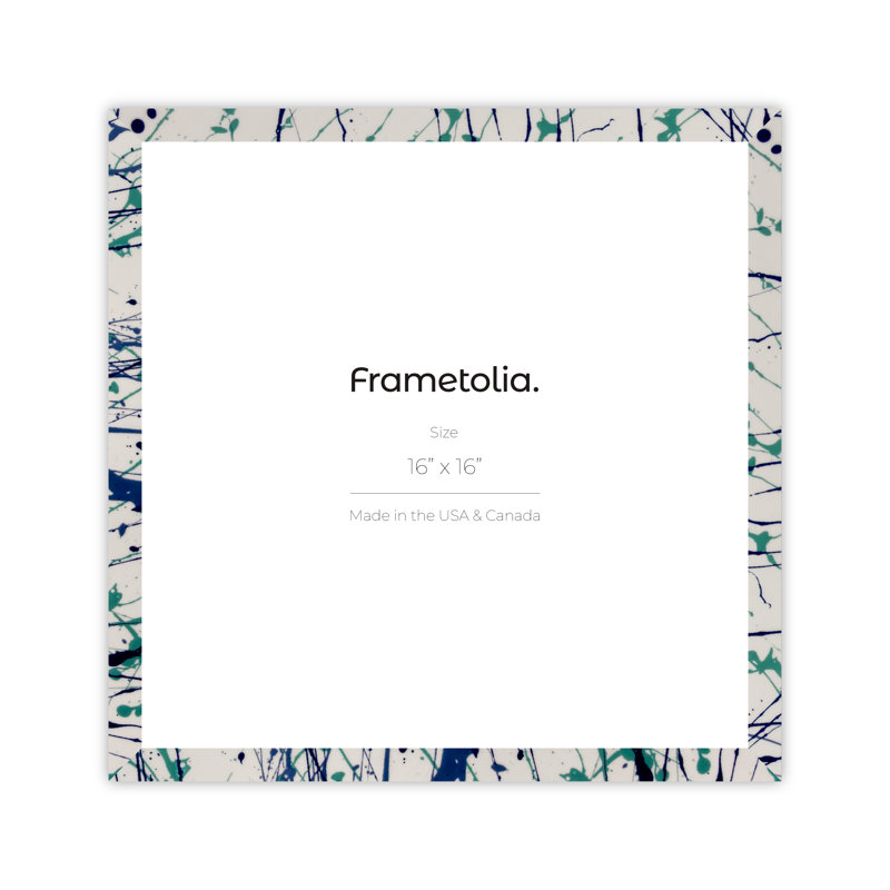 Cadre mural Frametolia Verde Mint Splash, L 16 po x H 16 po, Blanc / Bleu