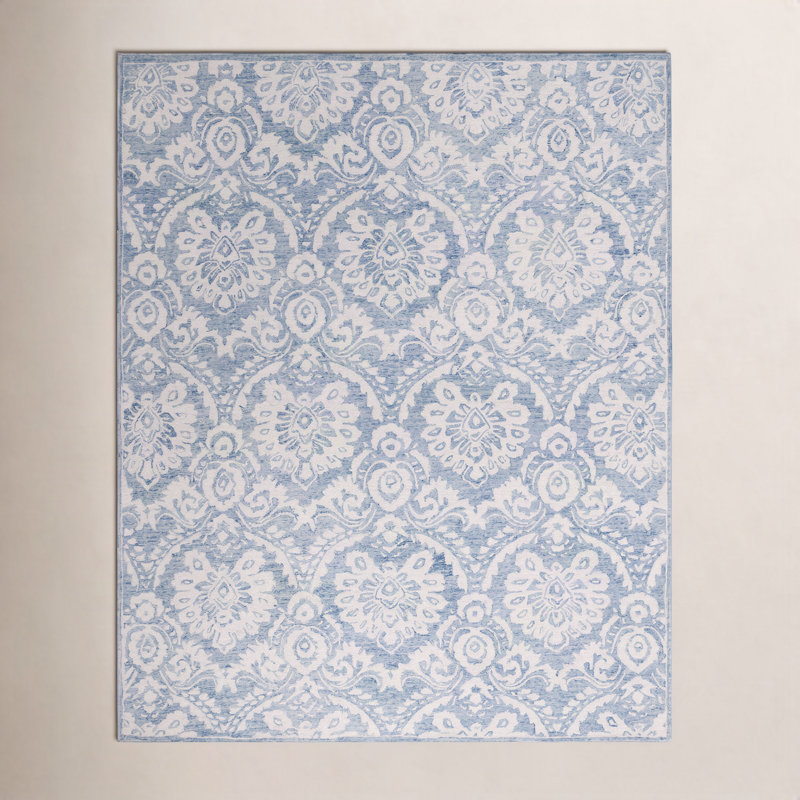 Tansy Hand Tufted Wool Damask Rug, Rectangle 6' x 8'